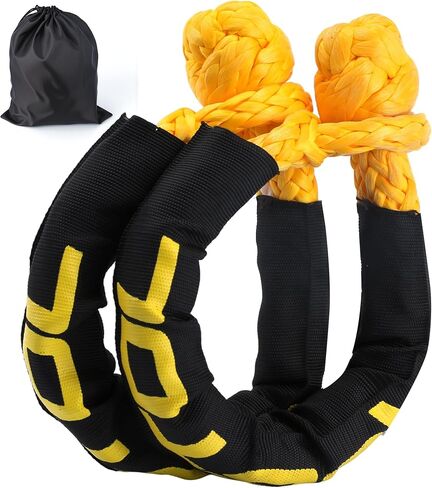 تكبل ناعم، 1/2 بوصة × 22 بوصة طقم استعادة حلقة الأغلال الناعمة الاصطناعية 44.050 رطل قوة الكسر، طقم استعادة الطرق الوعرة، تكبل سحب لشاحنة ATV UTV SUV، عبوتان in Kuwait