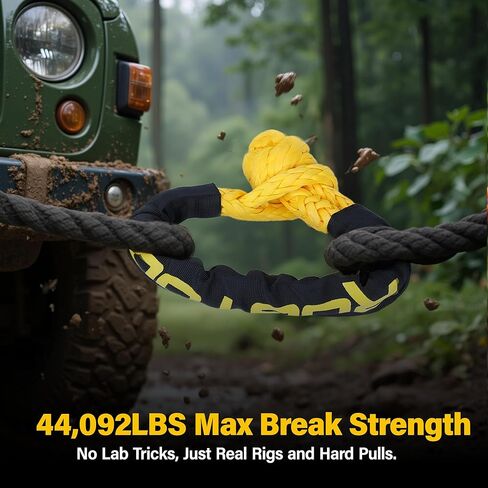 تكبل ناعم، 1/2 بوصة × 22 بوصة طقم استعادة حلقة الأغلال الناعمة الاصطناعية 44.050 رطل قوة الكسر، طقم استعادة الطرق الوعرة، تكبل سحب لشاحنة ATV UTV SUV، عبوتان in Kuwait