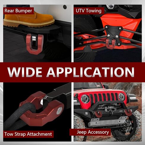 3/4’’ D Ring Shackles Red Aluminum Tow Shackles 70,000 LBS Break Strength 7/8’’ Pin Universal Use with Tow Strap Winch for Off-Road Truck ATV UTV SUV Recovery Towing 2PCS in Saudi Arabia