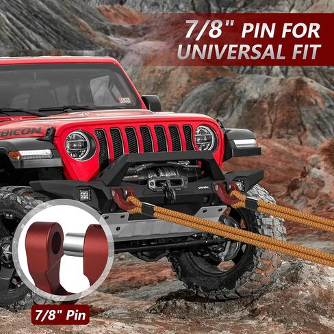3/4’’ D Ring Shackles Red Aluminum Tow Shackles 70,000 LBS Break Strength 7/8’’ Pin Universal Use with Tow Strap Winch for Off-Road Truck ATV UTV SUV Recovery Towing 2PCS in Saudi Arabia