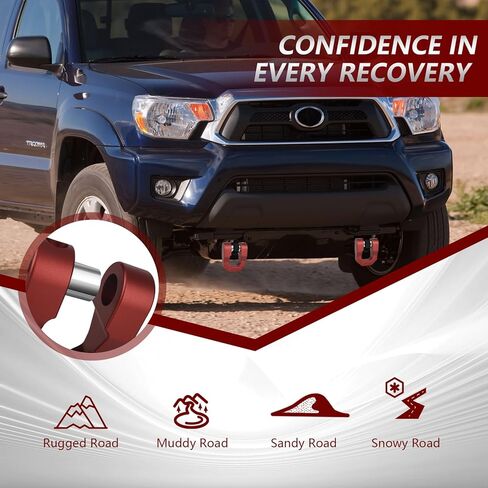 3/4’’ D Ring Shackles Red Aluminum Tow Shackles 70,000 LBS Break Strength 7/8’’ Pin Universal Use with Tow Strap Winch for Off-Road Truck ATV UTV SUV Recovery Towing 2PCS in Saudi Arabia
