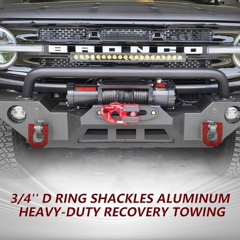 3/4’’ D Ring Shackles Red Aluminum Tow Shackles 70,000 LBS Break Strength 7/8’’ Pin Universal Use with Tow Strap Winch for Off-Road Truck ATV UTV SUV Recovery Towing 2PCS in Saudi Arabia