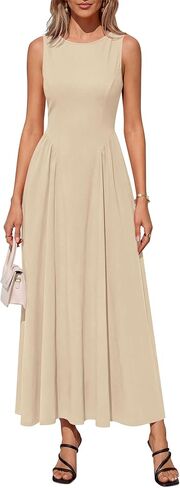 KIRUNDO Semi Formal Dresses for Women 2026 Summer Wedding Guest Work Sleeveless Elegant Boat Neck Flowy A Line Maxi Dress in Saudi Arabia