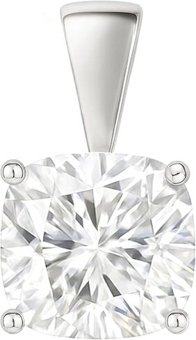 10K Solid White or Yellow Gold Lab Grown Moissanite Solitaire Pendant | Solid Bail | Round, Cushion, Pear, Emerald, Oval Cut | Pendant Only | Fine Jewelry Luxury Gift in Saudi Arabia