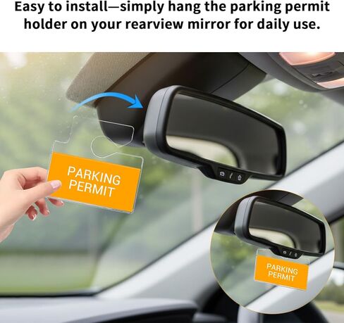 10 Pcs Horizontal Clear Parking Permit Holder Parking Pass Holder Clear Vehicle Rearview Mirror Hanging Park Lot Pass Tag Plastic Hang Tags for Car Passes Stickers Permits in Saudi Arabia