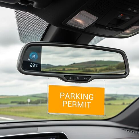 10 Pcs Horizontal Clear Parking Permit Holder Parking Pass Holder Clear Vehicle Rearview Mirror Hanging Park Lot Pass Tag Plastic Hang Tags for Car Passes Stickers Permits in Saudi Arabia