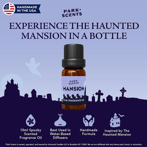 Park Scents Mansion Fragrance Oil – Theme Park Scented Essential Oils for Diffusers with Peony, Violet, Plum, Leather, Aged Wood, Amber, Musk, Vanilla – Made in USA, Home Aromatherapy Gifts (10ml) in Saudi Arabia