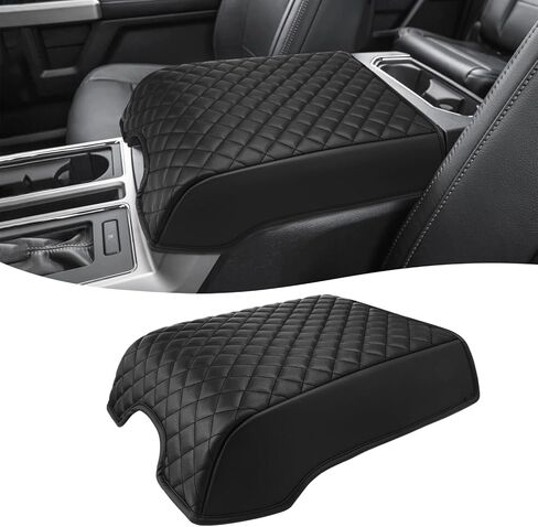 KBH Center Console Armrest Cover for 2015-2020 Ford F150, 2017-2022 F250-F550, 2018-2024 Expedition, Bucket Seat, PU Leather Cushion Pad, Anti-Scratch, Stone Gray (Not for Other Years) in Saudi Arabia
