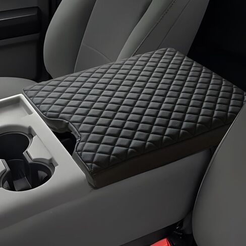 Center Console Armrest Cover compatible with Ford F150 2015-2024 and F250 F350 F450 2017-2024 Leather Arm Rest Box Lid Middle Console Armrest Cover Accessories(40/20/40 Jump Seat Console Only)(black) in Saudi Arabia