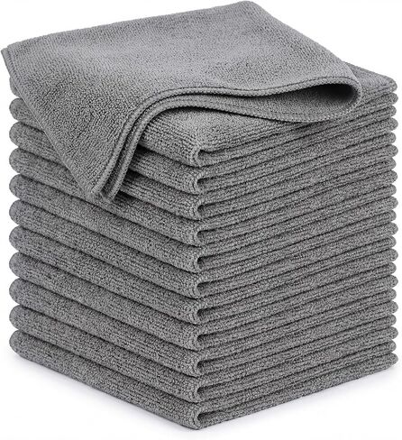 مناشف من الألياف الدقيقة من بوبشوز، 12 قطعة للسيارات، أقمشة تنظيف فائقة الامتصاص، مناشف خالية من الوبر لتفصيل السيارة، المنزلية، المطبخ، الزجاج والأدوات، رمادي in Kuwait