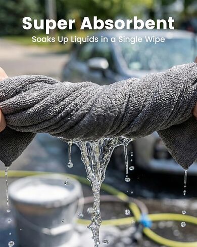مناشف من الألياف الدقيقة من بوبشوز، 12 قطعة للسيارات، أقمشة تنظيف فائقة الامتصاص، مناشف خالية من الوبر لتفصيل السيارة، المنزلية، المطبخ، الزجاج والأدوات، رمادي in Kuwait