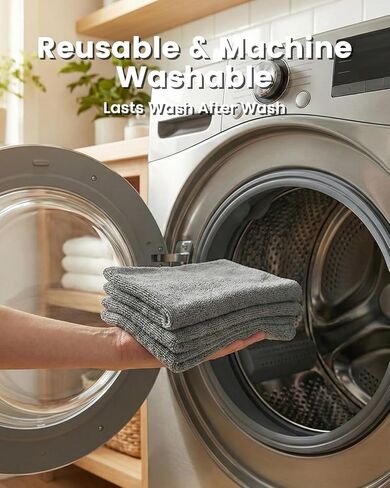 مناشف من الألياف الدقيقة من بوبشوز، 12 قطعة للسيارات، أقمشة تنظيف فائقة الامتصاص، مناشف خالية من الوبر لتفصيل السيارة، المنزلية، المطبخ، الزجاج والأدوات، رمادي in Kuwait
