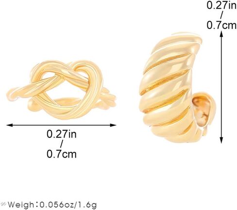 2Pcs Chunky Gold Ear Cuff Earrings for Women Twisted Love Knot Ear Cuffs Non Piercing Thick Croissant Clip on Earrings Trendy Jewelry Accessories in Saudi Arabia