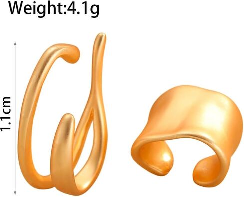 2 قطعة أقراط أذن ذهبية مكتنزة للنساء، أقراط بسيطة غير ثقب الغضروف، مجوهرات يومية هندسية عصرية in Kuwait