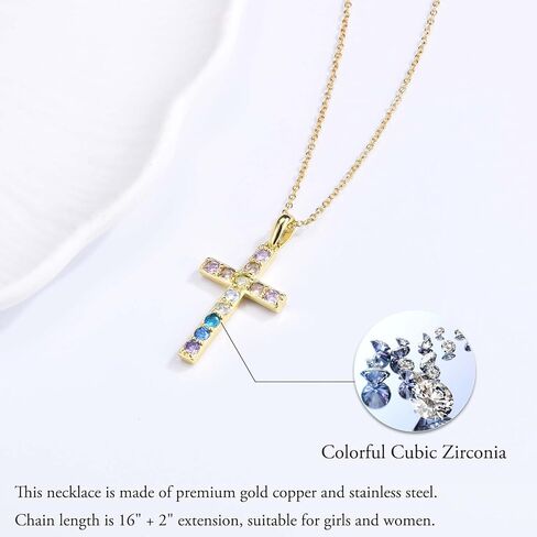 Cross Necklace for Girls Christian Religious Jewelry Gifts for Little Girls Daughter Granddaughter Sister Niece Friend Birthday Christmas Valentines Easter Graduation Baptism Gifts for Kids, Gold in Saudi Arabia