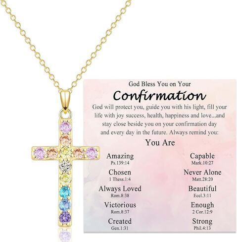 Cross Necklace for Girls Christian Religious Jewelry Gifts for Little Girls Daughter Granddaughter Sister Niece Friend Birthday Christmas Valentines Easter Graduation Baptism Gifts for Kids, Gold in Saudi Arabia
