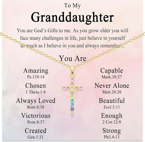 Cross Necklace for Girls Christian Religious Jewelry Gifts for Little Girls Daughter Granddaughter Sister Niece Friend Birthday Christmas Valentines Easter Graduation Baptism Gifts for Kids, Gold in Saudi Arabia