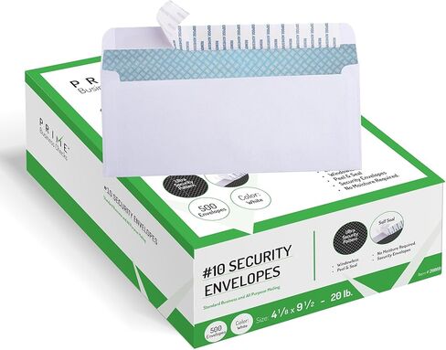 PBC #10 مظاريف الأعمال الأمنية حجم الرسالة 4-1/8" × 9-1/2"، قشر وختم إغلاق ذاتي اللصق، مظاريف بريدية ورقية بيضاء متعددة الأغراض بوزن 20 رطل، عدد 500 (26869-500) in Kuwait