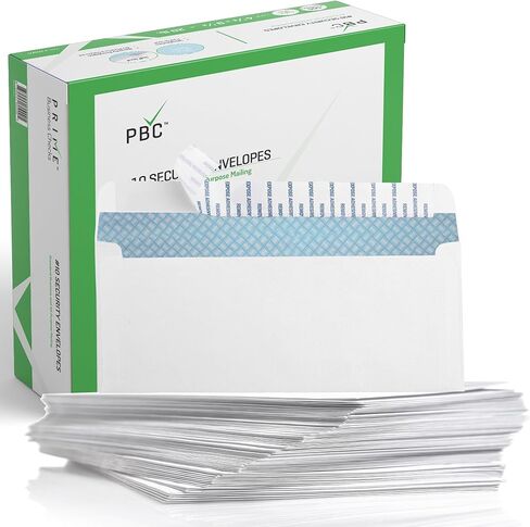 PBC #10 مظاريف الأعمال الأمنية حجم الرسالة 4-1/8" × 9-1/2"، قشر وختم إغلاق ذاتي اللصق، مظاريف بريدية ورقية بيضاء متعددة الأغراض بوزن 20 رطل، عدد 500 (26869-500) in Kuwait