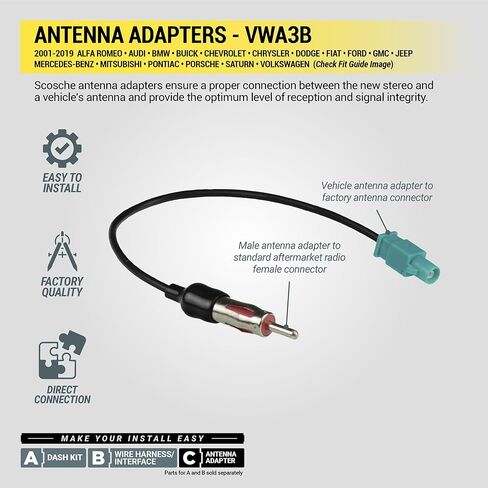 سكوش محول هوائي VWA3B متوافق مع سيارة اودي 1997 وما بعد/ بي ام دبليو/2002 فما فوق لسيارة فولكس فاجن موديل 1997 in Kuwait