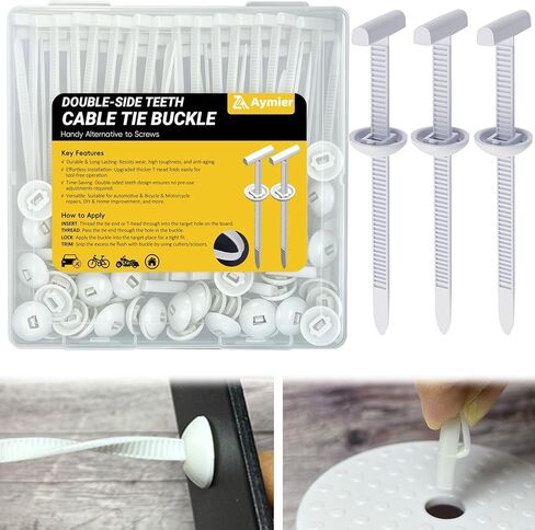 50Pcs Nylon Universal Cable Tie Buckles, 2026 Upgraded Heavy Duty Automotive Zipper Clips, Double-Side Self-Locking T Rivet Zip Ties for Car Repairs, Garden, Workshop & Goods Shelves (Black) in Saudi Arabia