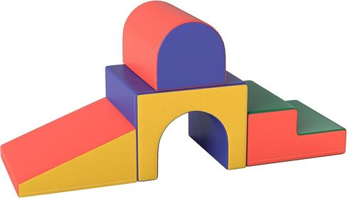 Qaba Foam Play Set for Toddlers and Children, Easy-to-Clean 4 Piece Soft & Safe Kids Climbing Set for Crawling or Sliding, Multicolor in Kuwait