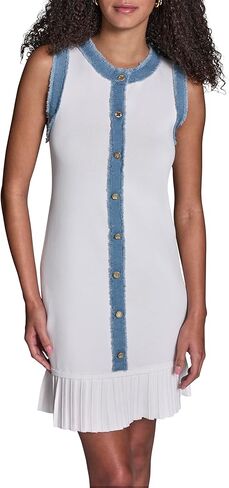 BCBG Womens Sleeveless Knit Denim Colorblock Short Dress in Saudi Arabia
