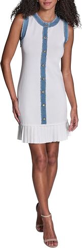 BCBG Womens Sleeveless Knit Denim Colorblock Short Dress in Saudi Arabia