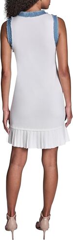 BCBG Womens Sleeveless Knit Denim Colorblock Short Dress in Saudi Arabia