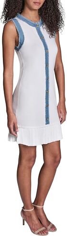 BCBG Womens Sleeveless Knit Denim Colorblock Short Dress in Saudi Arabia