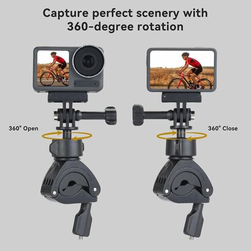 UTEBIT Camera Bike Mount Clamp with 360°Dual Ballhead Rotation,Bicycle Handlebar Clamp Mount Motorcycle Bracket Handlebar with Action Camera Mount Adapter, Compatible with GO PRO/Action Cameras/Phone in Kuwait