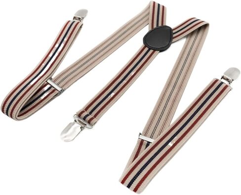 HOOENG Mens Braces Casual Y Back 3 Metal Clips 1 Inch Wide Braces for Party (Color : Beige, Size : 1) in Saudi Arabia