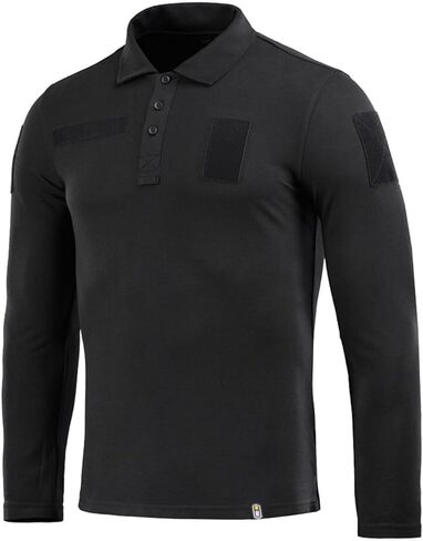 M-Tac Long Sleeve Tactical Polo Shirt for Men - Dry Fit Men's Military Polo Shirt for Work, Golf, Outdoor, Tactical, and Law Enforcement Gear (Black, S) in Saudi Arabia
