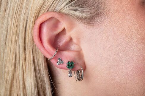 Pierced Owl 16GA 316L Stainless Steel CZ Crystal Shamrock with Dangling Gem Barbell Stud in Saudi Arabia