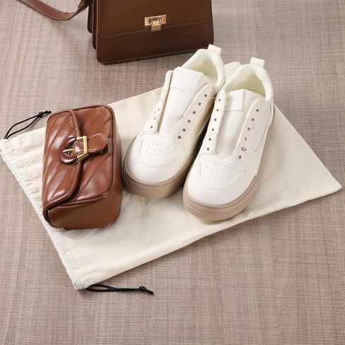 2-Piece Dustproof Travel Shoe Pouches, Flannel Shoe Bags with Drawstring Closure, 15.75" x 11.61" Washable and Reusable Shoe Storage Organizers, Beige in Saudi Arabia