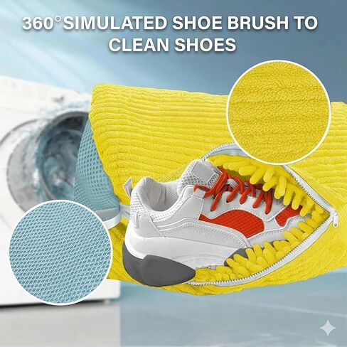 Shoe Bag for Washing Machine with Brush & 2 Shoe Trees – Bolsa para Lavar Zapatos en la Lavadora, Reusable Laundry Sneaker Bag, 360° Deep Cleaning Mesh Shoe Wash Protector in Saudi Arabia