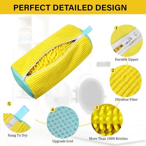 Shoe Bag for Washing Machine with Brush & 2 Shoe Trees – Bolsa para Lavar Zapatos en la Lavadora, Reusable Laundry Sneaker Bag, 360° Deep Cleaning Mesh Shoe Wash Protector in Saudi Arabia