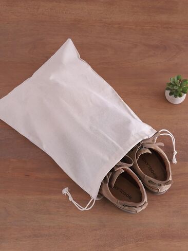 Popular Handicrafts Organic Cotton Dust Proof Storage Bags with Drawstring - Toy - Shoe - Travel - Cloth Bag for Handbags, Purses, & Sneakers - Lint - free Beige (3 Bags - 20"x26") in Saudi Arabia