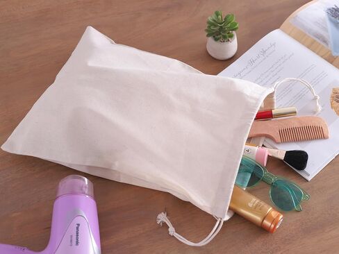 Popular Handicrafts Organic Cotton Dust Proof Storage Bags with Drawstring - Toy - Shoe - Travel - Cloth Bag for Handbags, Purses, & Sneakers - Lint - free Beige (3 Bags - 20"x26") in Saudi Arabia