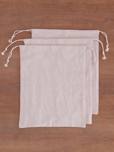 Popular Handicrafts Organic Cotton Dust Proof Storage Bags with Drawstring - Toy - Shoe - Travel - Cloth Bag for Handbags, Purses, & Sneakers - Lint - free Beige (3 Bags - 20"x26") in Saudi Arabia