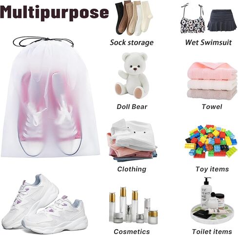 Clear Shoe Bags for Travel 12 PCS 15.75" x 11.8" Drawstring Clear Shoe Bags for Packing, Waterproof Dustproof Men and Women Travel Shoe Storage Bag (12PCS) in Saudi Arabia
