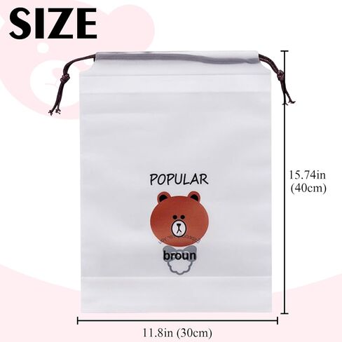 Clear Shoe Bags for Travel 6 PCS 15.75" x 11.8" Drawstring Clear Shoe Bags for Packing, Waterproof Dustproof Men and Women Travel Shoe Storage Bag (Little Bear 6PCS) in Saudi Arabia