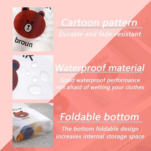 Clear Shoe Bags for Travel 6 PCS 15.75" x 11.8" Drawstring Clear Shoe Bags for Packing, Waterproof Dustproof Men and Women Travel Shoe Storage Bag (Little Bear 6PCS) in Saudi Arabia