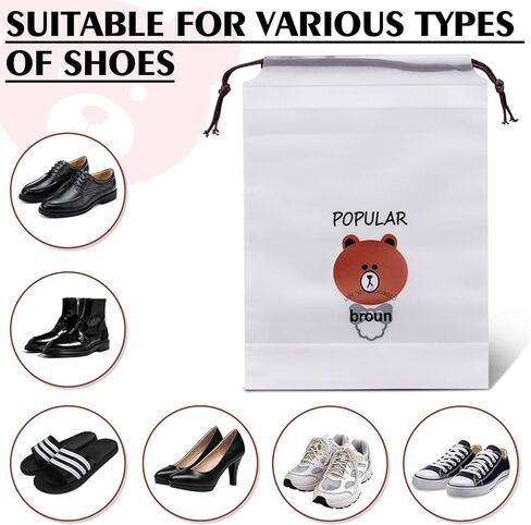 Clear Shoe Bags for Travel 6 PCS 15.75" x 11.8" Drawstring Clear Shoe Bags for Packing, Waterproof Dustproof Men and Women Travel Shoe Storage Bag (Little Bear 6PCS) in Saudi Arabia