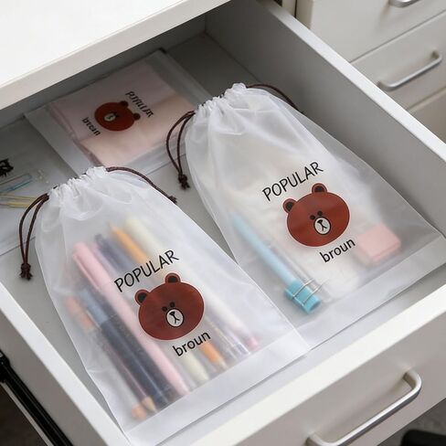 Clear Shoe Bags for Travel 6 PCS 15.75" x 11.8" Drawstring Clear Shoe Bags for Packing, Waterproof Dustproof Men and Women Travel Shoe Storage Bag (Little Bear 6PCS) in Saudi Arabia