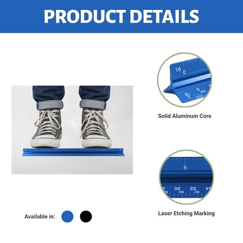 12″ Aluminum Triangular Architect Scale – Laser-Etched Imperial Engineering Ruler for Students, Architects & Engineers (Blue) in Saudi Arabia