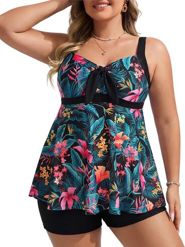 Hanna Nikole Women Plus Size Tankini Swimsuit, Two Piece Bathing Suits with Shorts, 2026 Flowy Swimwear in Saudi Arabia