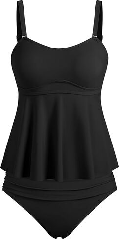 ZAFUL Tankini المايوه للنساء قطعتين ثوب السباحة كشكش رفع تانك الأعلى Ruched البطن تحكم ملابس السباحة in Kuwait