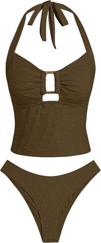 ZAFUL Tankini المايوه للنساء الرسن الدائري لباس سباحة البطن التحكم عالية قطع قطعتين مجموعات Tankini in Saudi Arabia
