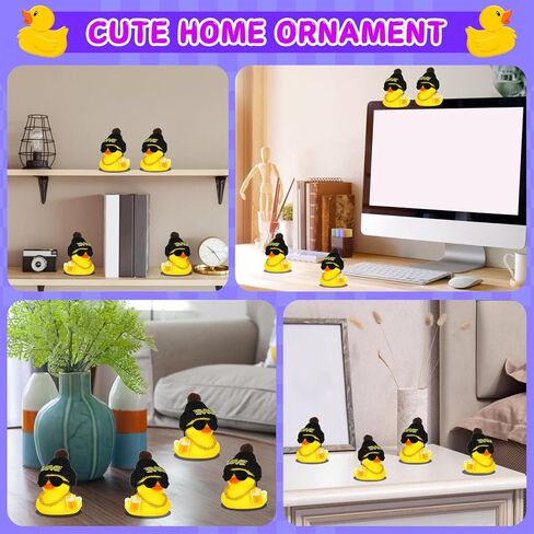 Funny Rubber Duck Car Accessories with Black Love Hat, Sunglasses, Golden Necklace & Beer Mug - Silicone Car Dashboard Decor, Squeezable Squeaky Duck for Stress Relief Car Interior Decoration in Kuwait